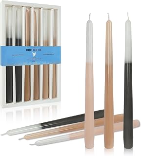 Handmade Bluebell Scented Taper Candles Long Lasting Smokeless Aromatherapy Candles 10 Inch Elegant Gradient Colored Taper Candlesticks for Home Decoration Wedding Set of 6