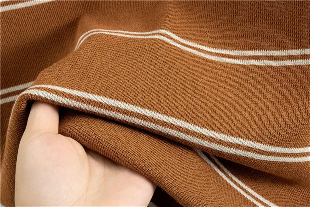 Top a righe da donna in maglia con colletto a polo senza maniche set da 2 pezzi maglieria maglione tee abiti a vita alta gamba larga pantaloni