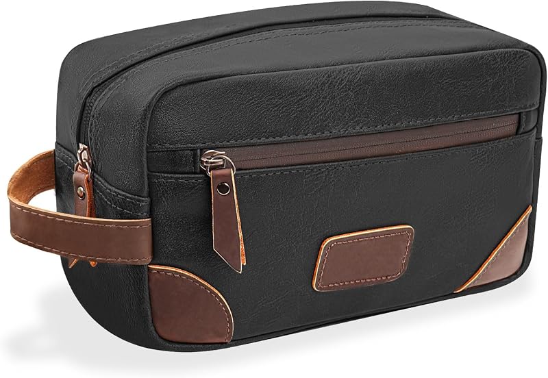 Necessaire masculina de viagem Wohlbege em PU com compartimentos e zíper