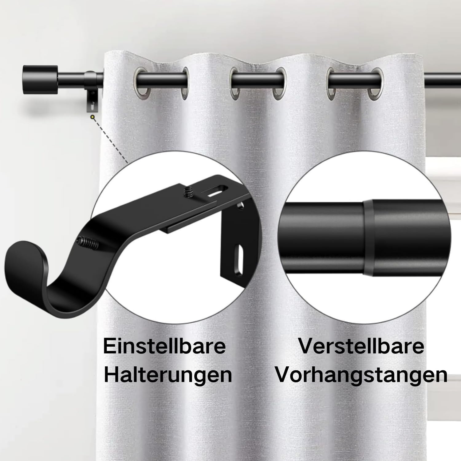 Karnisze biały karnisz wysuwane karnisze do zasłon z oczkami, 84-290 cm (biały Φ25 mm)