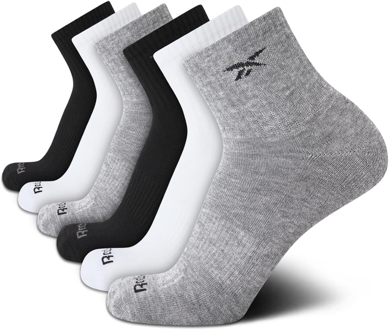 Reebok Men’s Athletic Socks – Cushion High Quarter Cut Socks (6 Pack)