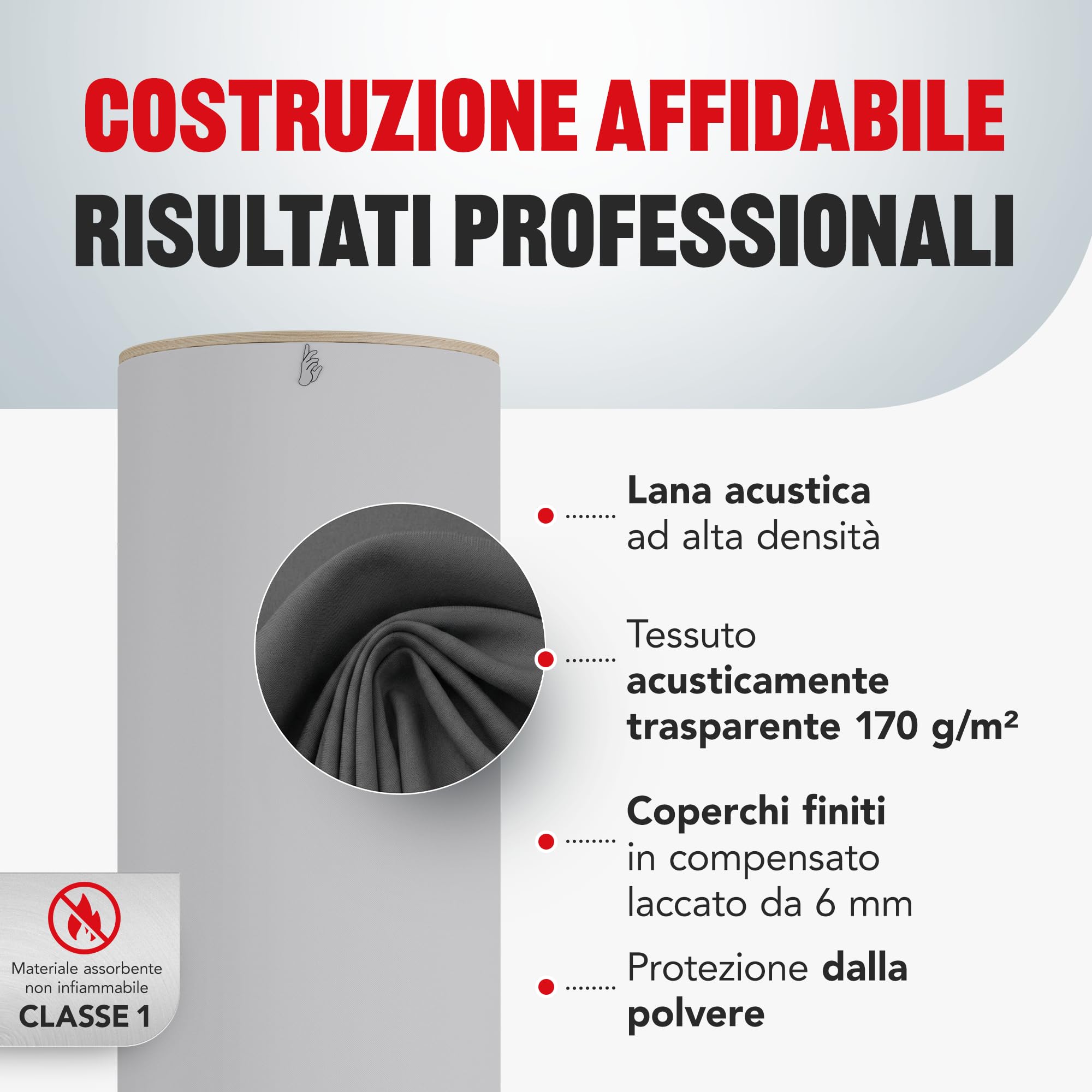 Addictive Sound Bass Trap Cilindrico Standard - Trappola Bassi Studio - Lana Acustica Specializzata 80-210 Hz - Produzione UE - Impilabile - Garanzia 36 Mesi - 98cm, Nero