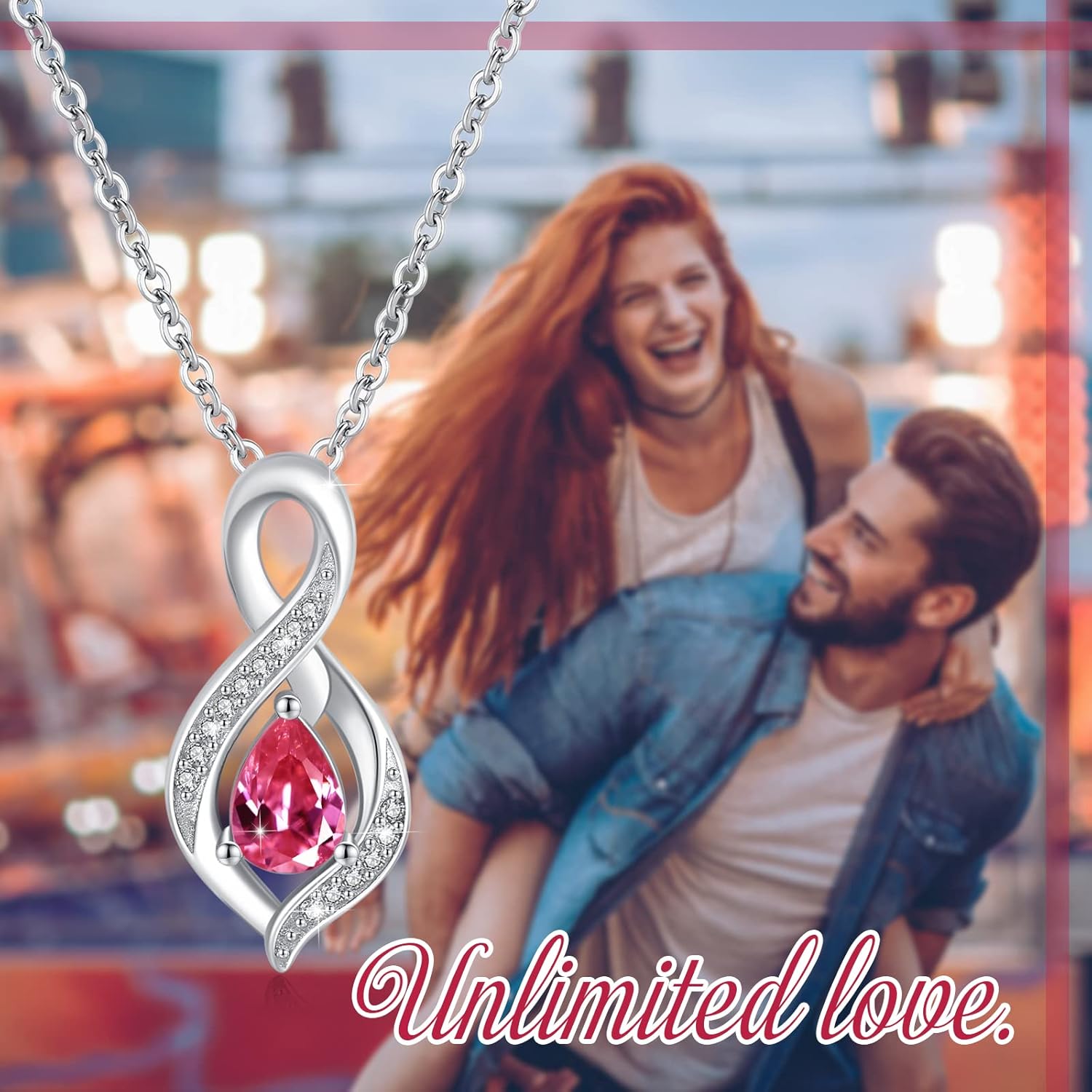 Infinity Birthstone Necklace for Women - 925 Sterling Silver Teardrop Pendant with Genuine Birthstone, Personalized Birthday Gift Jewelry for Her, Mom, Wife, Valentine's Day.18+ 2 "Extender - Image 5