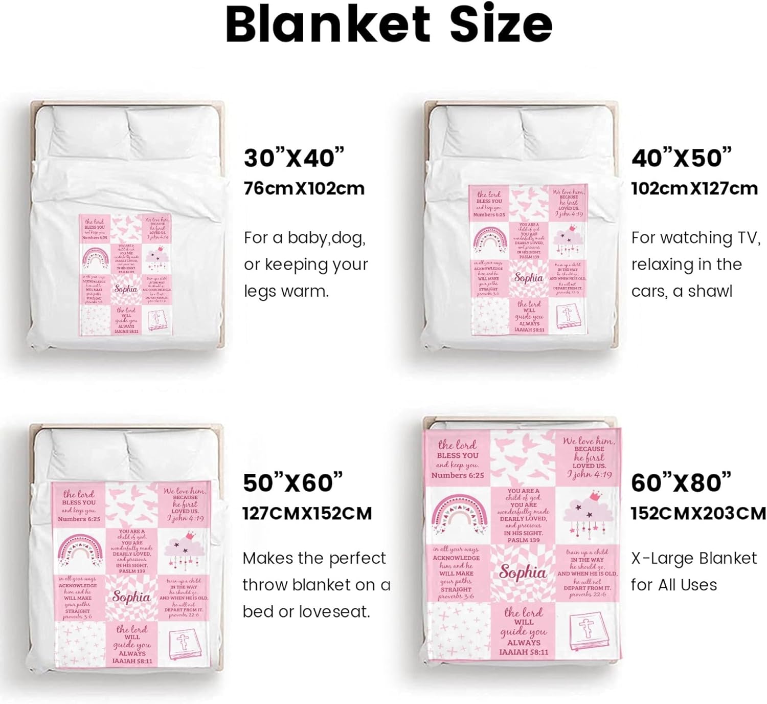 Artsadd Christian Gifts for Girl Custom Blankets with Name - I Am a Child of God Blankets - Personalized Throw Blanket Inspirational Religious Birthday Baptism Gift for Girls, 50x60 Inch