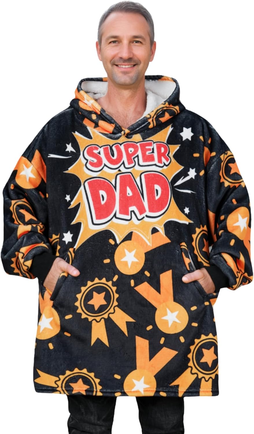 Dad Gifts Wearable Blanket Hoodie for Dad on Father's Day and Christmas - Badge