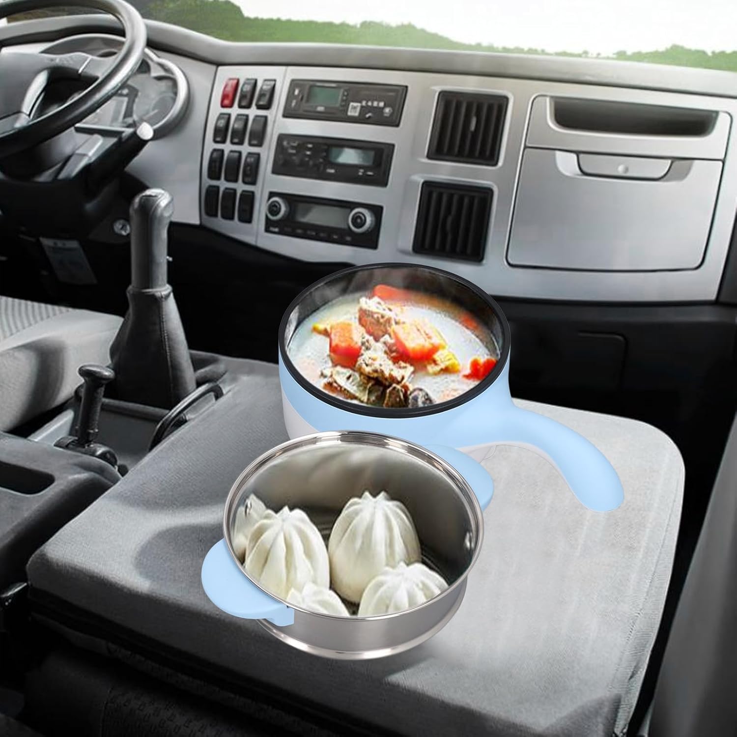 Portable Car Electric Cooking Pot 24V Multifunction Skillet with Ceramic Coating for Car Outdoor