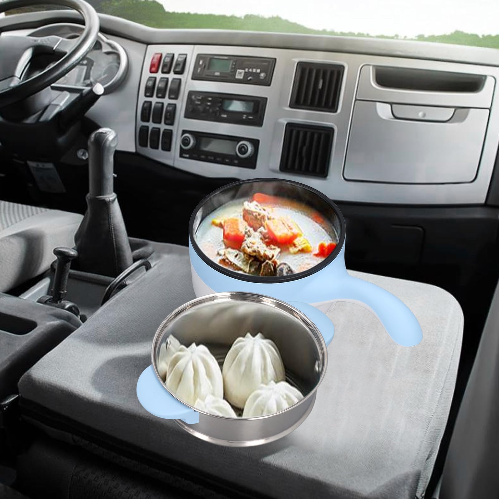 Casserole électrique portable 24 V pour voiture, revêtement en céramique pour camping, camping-car, en acier inoxydable