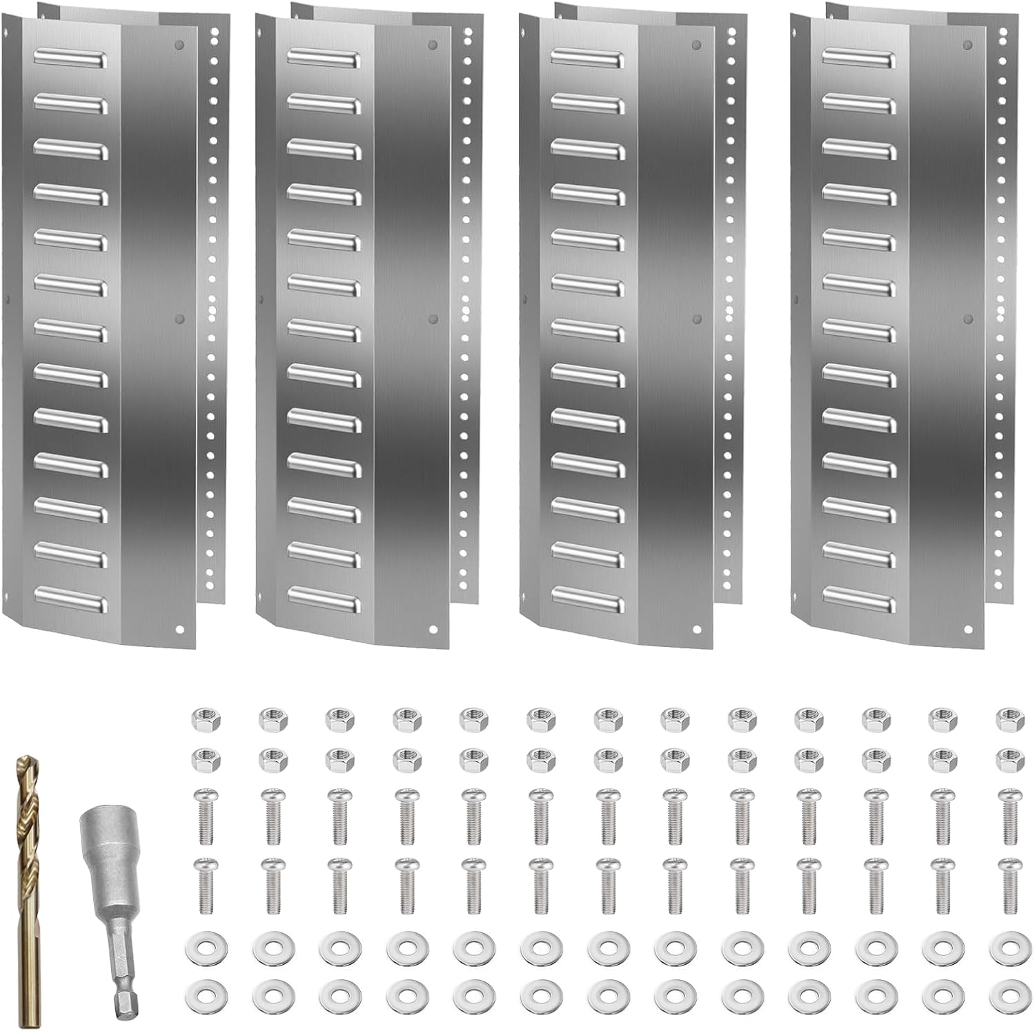 4-Pack Shipping Container Vents - Anodized Aluminum Louvered Vent Kit with Cutting Template, Self-Tapping Screws for One-Person Install, Includes Drill Bit, Cross-Flow Ventilation, Weather-Resistant