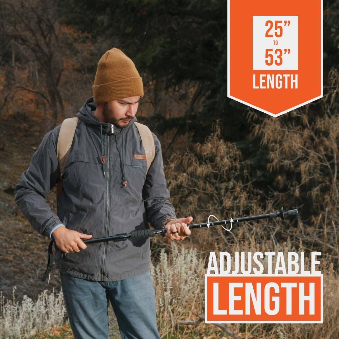 Collapsible Trekking Poles for Hiking & Walking | Telescoping Hiking Sticks with Tungsten Tip | Adjustable Height for All Trekkers | Durable Aluminum Poles
