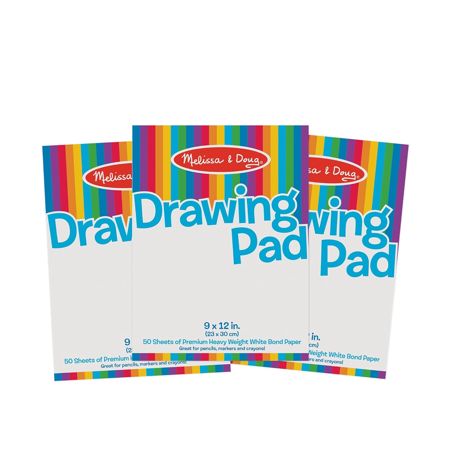 Melissa & Doug Drawing Paper, Sketch Pad, 3-Pack Bundle for Coloring, Writing or Painting (9 x 12 inches) - 50 Sheets Each, Kids Drawing Pad & Art Supplies for Kids Ages 3+ -...