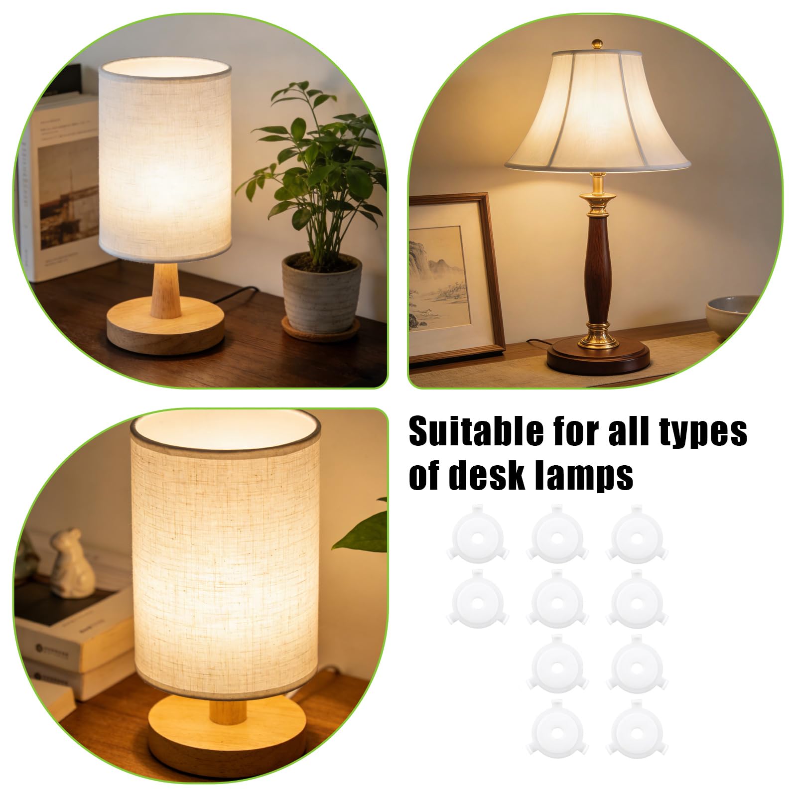 10-Pack E27 To 3/7 Inch Lamp Shade Adapter Rings – Plastic Lampshade Reducer, Fit Table Lamps, Pendants, Floor Lamps, Chandeliers, White PP