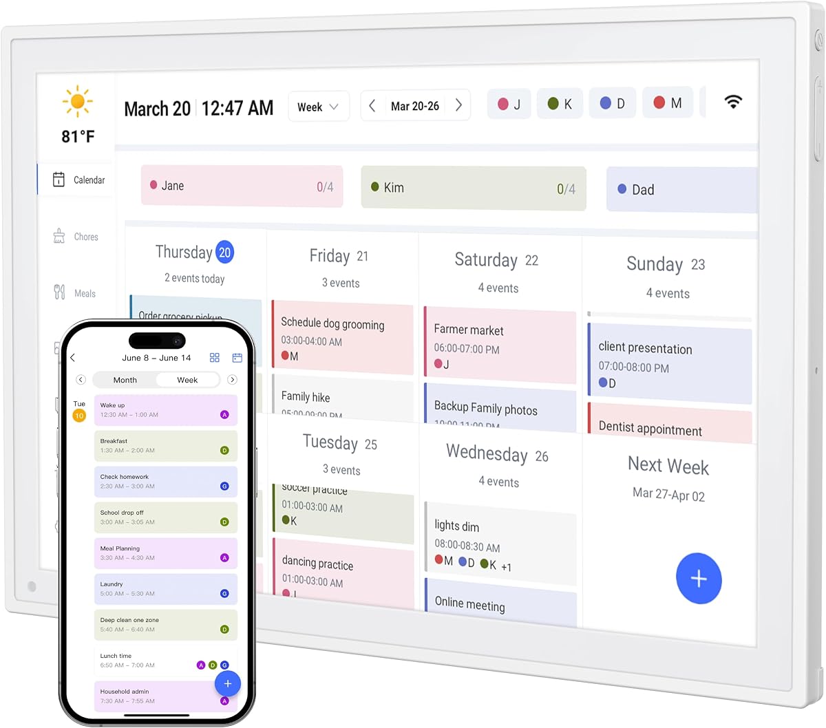 Digital Calendar, 10.1inch Smart WiFi Electronic Calendar&Chore Chart, IPS Touch Screen HD Display for Family Schedules, Share Moments Instantly from Anywhere