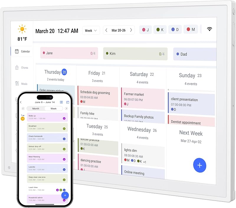 Digital Calendar, 10.1inch Smart WiFi Electronic Calendar&Chore Chart, IPS Touch Screen HD Display for Family Schedules, Share Moments Instantly from Anywhere