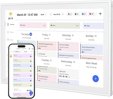 Digital Calendar, 10.1inch Smart WiFi Electronic Calendar&Chore Chart, IPS Touch Screen HD Display for Family Schedules, Share Moments Instantly from Anywhere Digital Calendar 10.1
