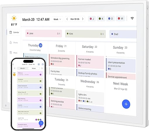 Digital Calendar, 10.1inch Smart WiFi Electronic Calendar&Chore Chart, IPS Touch Screen HD Display for Family Schedules, Share Moments Instantly from Anywhere