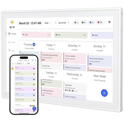 10.1" Digital Calendar, Smart Touchscreen Chore Chart & Planner, White