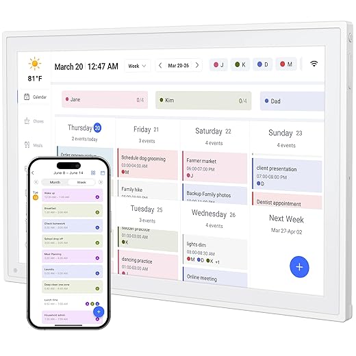 Digital Calendar, 10.1inch Smart WiFi Electronic Calendar&Chore Chart, IPS Touch Screen HD Display for Family Schedules, Share Moments Instantly from Anywhere