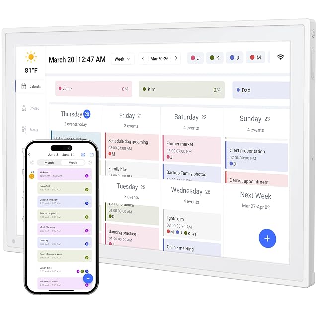 Digital Calendar 10 1inch Smart WiFi Electronic Calendar Chore Chart IPS Touch Screen HD Display for Family Schedules