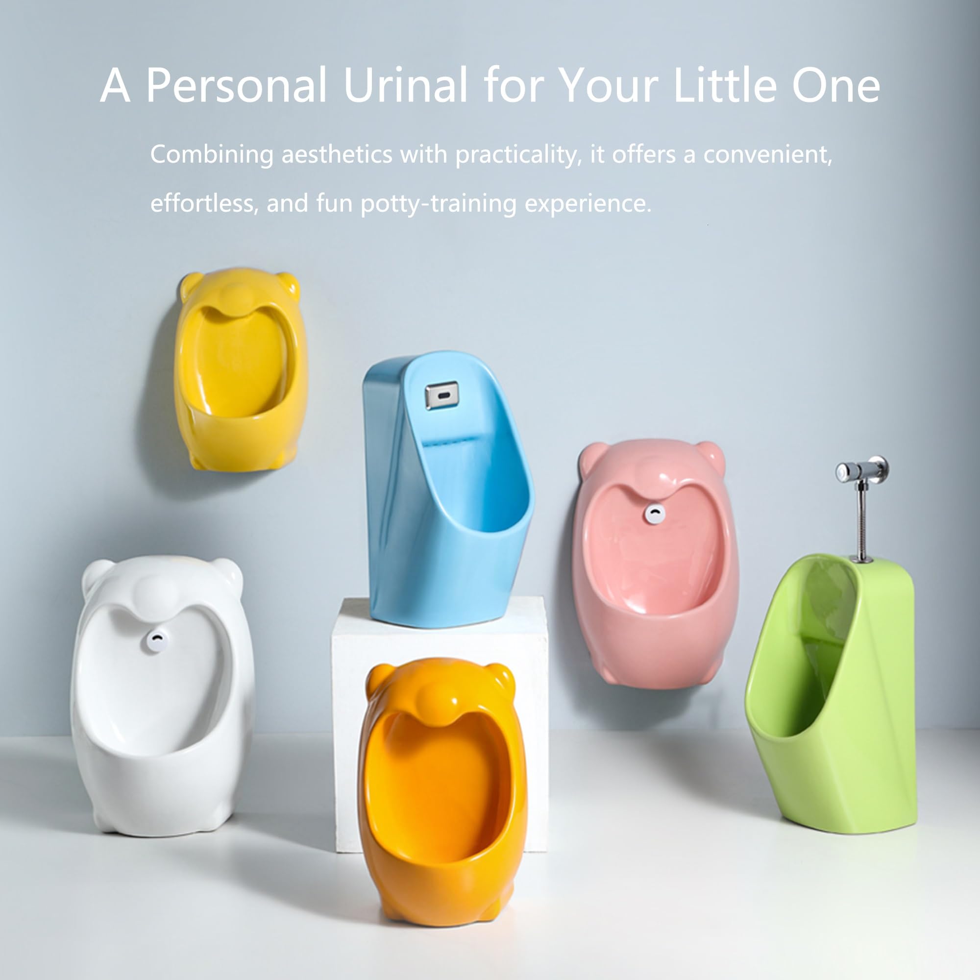 Mini pisuary do nauki korzystania z nocnika, ceramiczny pisuar z ręcznym spłukiwaniem, montowany na ścianie, do przedszkola, szkoły