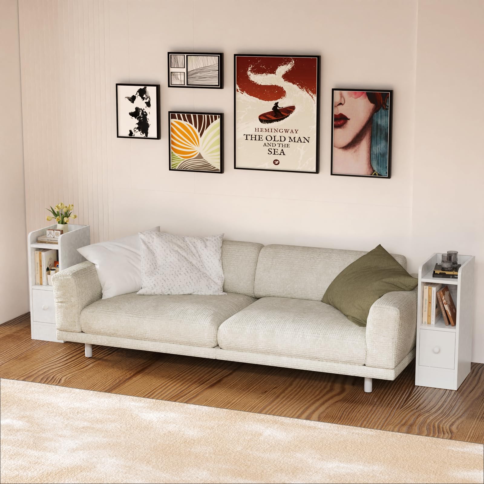 Comodino stretto piccolo comodino per camera da letto, soggiorno, tavolo da notte con cassetto, mini tavolo da Chevett 20 cm larghezza 60 cm altezza, 20 x 35 x 60 cm
