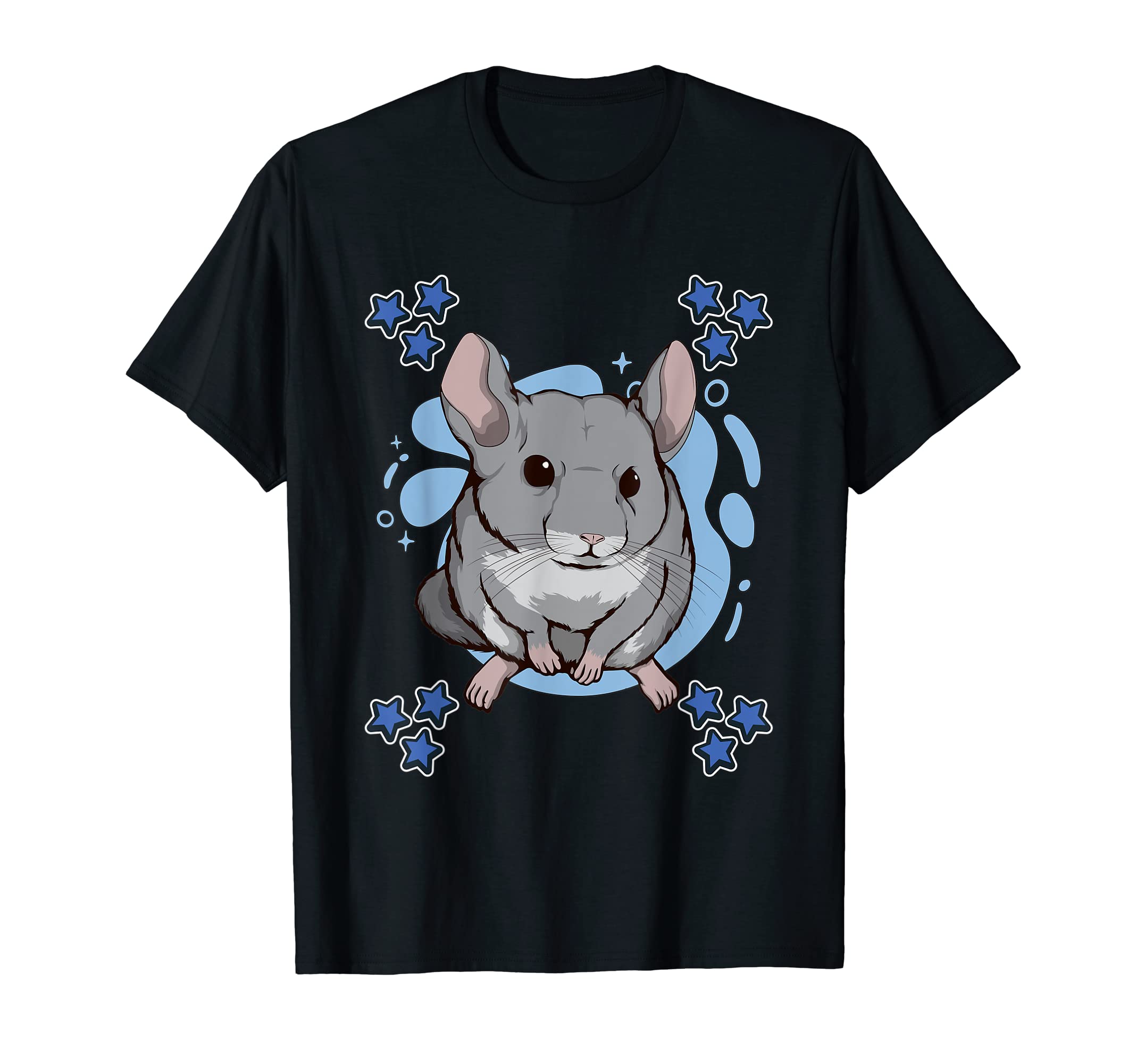 Chinchilla Blue Design Rodent Stuff Chinchillas T-Shirt, Black