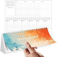 SKYDUE Tischkalender 2026 2027, Tischkalender 2027 Quer Orange