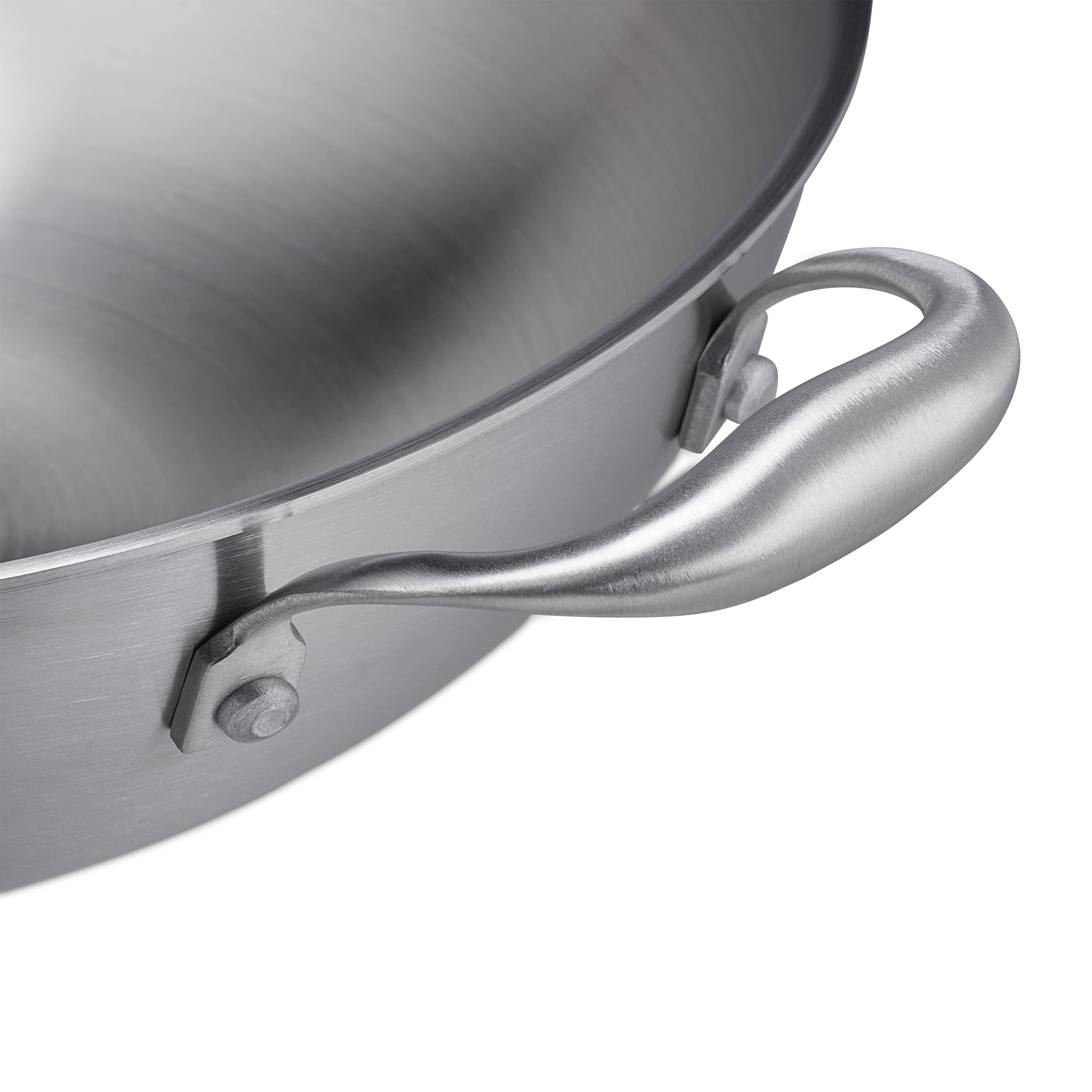 Relaxdays Padella Wok, Ø 32 cm, Acciaio Inox Non Rivestito, Coperchio Vetro, per Fornello Elettrico e Induzione, Argento