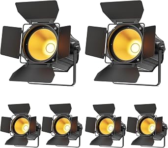 200W Dual-Color COB Stage Lights, 3200K-6500K Adjustable Warm and Cool White Par Can Lights Spotlights with DMX Control, Uplights for Weddings Events Theaters Indoor Outdoor6-Pack