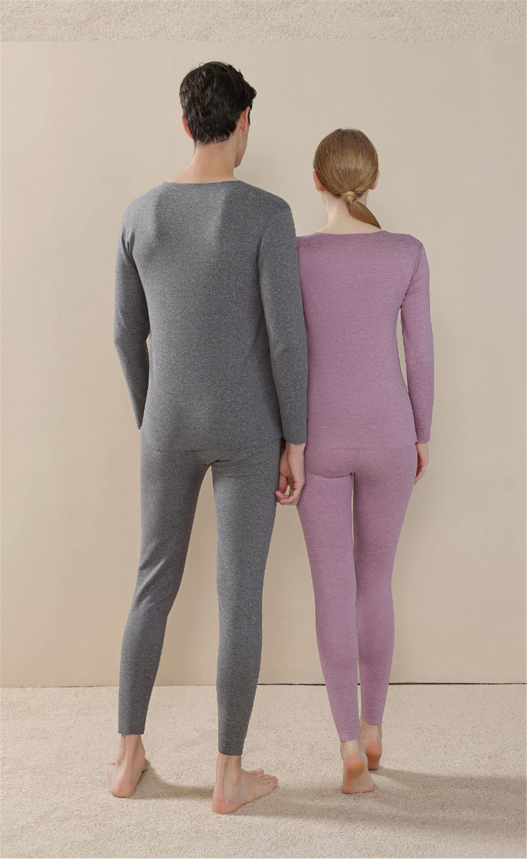 Disimlarl Conjunto de ropa interior térmica de invierno para hombres y mujeres Ropa interior térmica de doble capa de cachemira