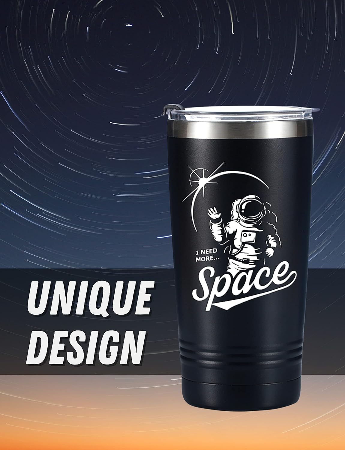 Onebttl Space Astronomy Gifts Tumbler Travel Coffee Mug, Astronauts Gifts for Astronomy Space Lover, Men, Boys, Christmas, Birthday, Stainless Steel Insulated 20oz/590ml - I Need More Space - Image 5