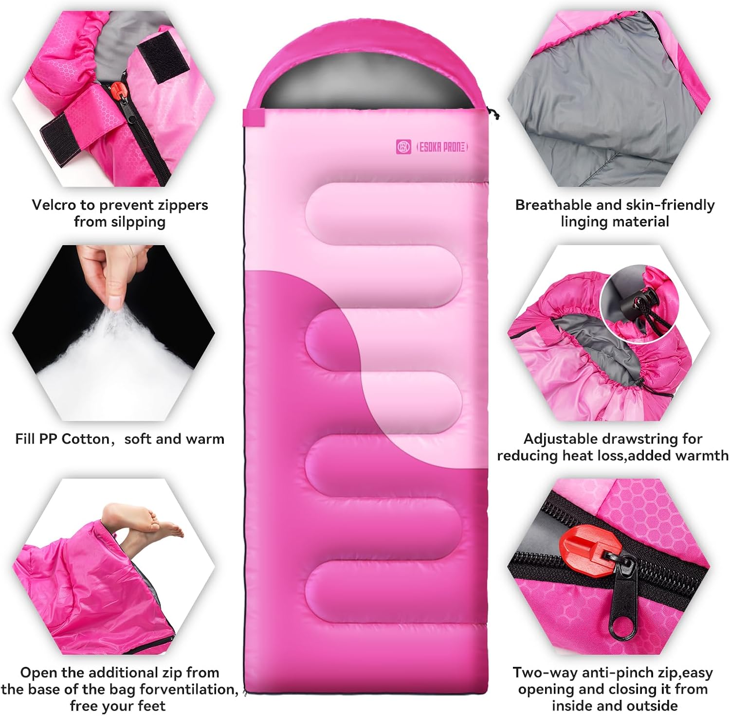 Sleeping Bags for Adults&Kids,Lightweight Waterproof Warm Weather Sleeping Bag,Compact Portable Sleeping Bag for Camping,Essentials Gear for Camping Hiking Outdoor Travel image 3