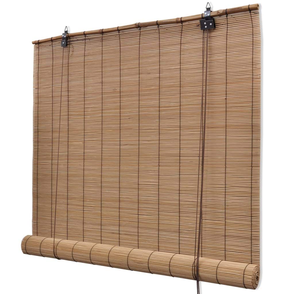Lot de 2 stores enrouleurs en bambou - 120 x 220 cm - Marron - Protection solaire naturelle - Sans perçage - Translucide - Facile à nettoyer - Pour salon, chambre à coucher, bureau