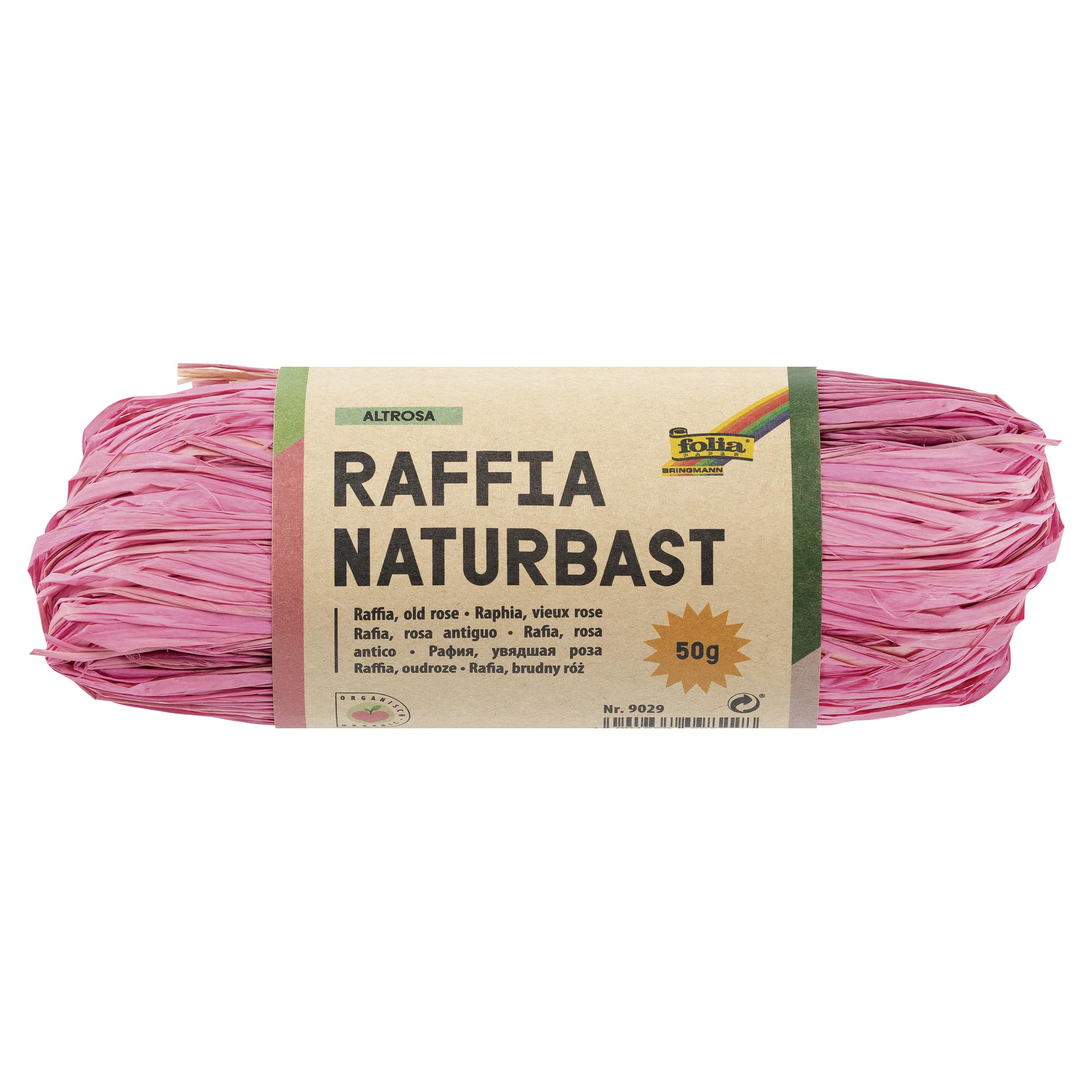folia Raffia 9029 Natural Raffia Dusky Pink 1 Bundle of 50 g Natural Straw Blend Twine Ideal for Crafts, Decoration or for Arrangements, Bouquets and Other Florist Work