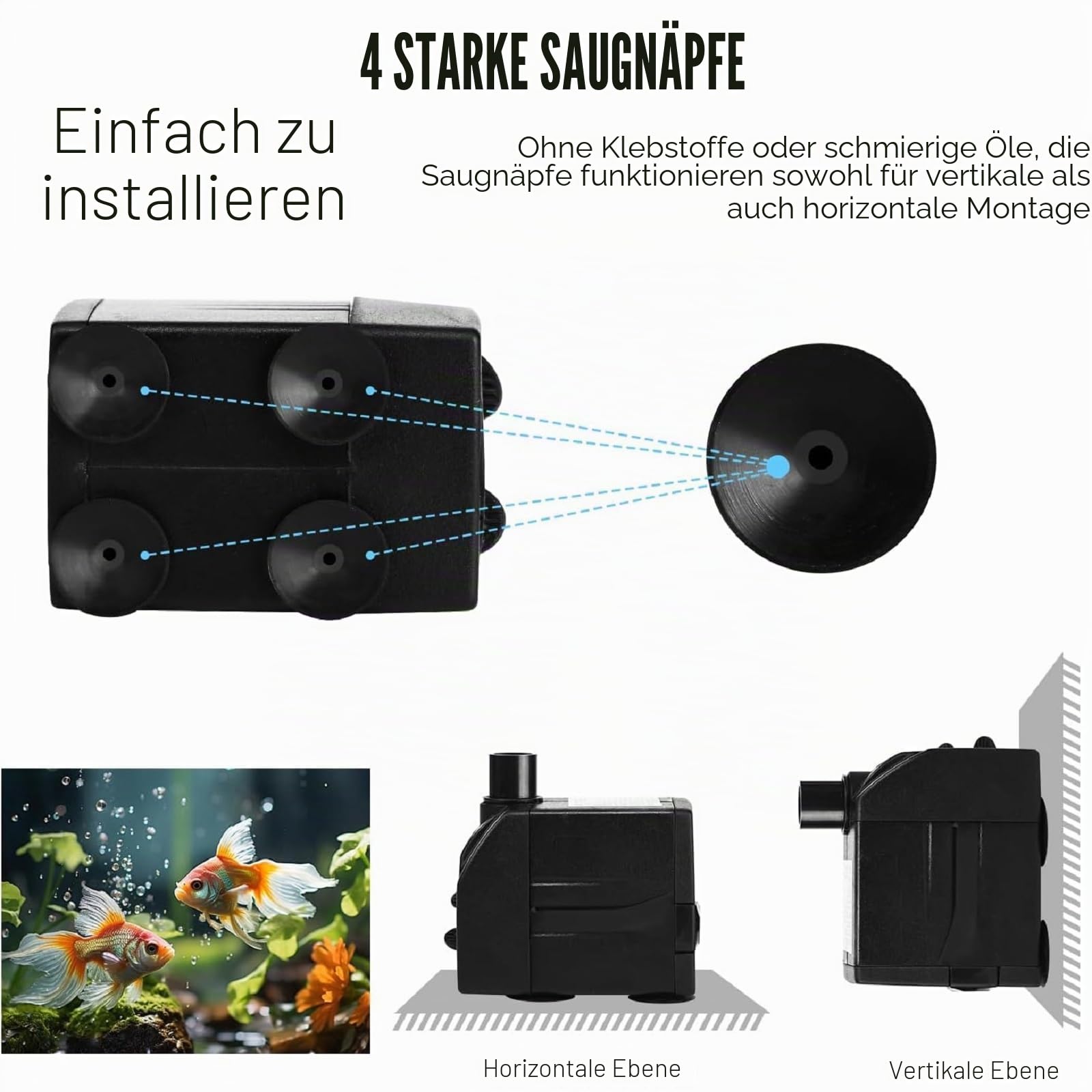 BARST Tauchpumpe, 12 V Wechselstrom, 800 l/h, Springbrunnenpumpe mit 10 m Netzkabel und LED-Lichtring für Aquarium, Teich, Vogelbäder, Aquarium JR-800LV