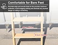 Vista 4 de Escalera para litera de 3 escalones, 4 escalones, 5 escalones, para personas pesadas, escaleras de madera con soporte de ganchos y pies Natural