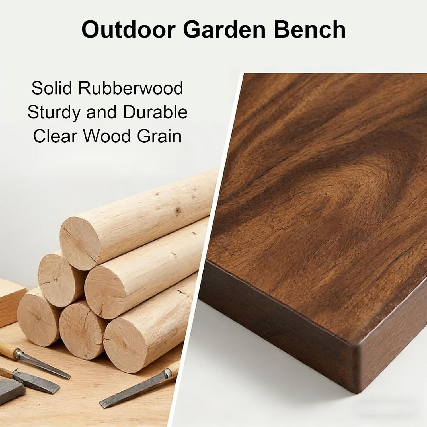 Wooden Outdoor Bench, 18in High Outdoor Garden Bench, U Shaped Legs, Suitable for Bedrooms and Dining Rooms, Load Capacity 880 Lbs(100x45x30cm/39x18x12in)