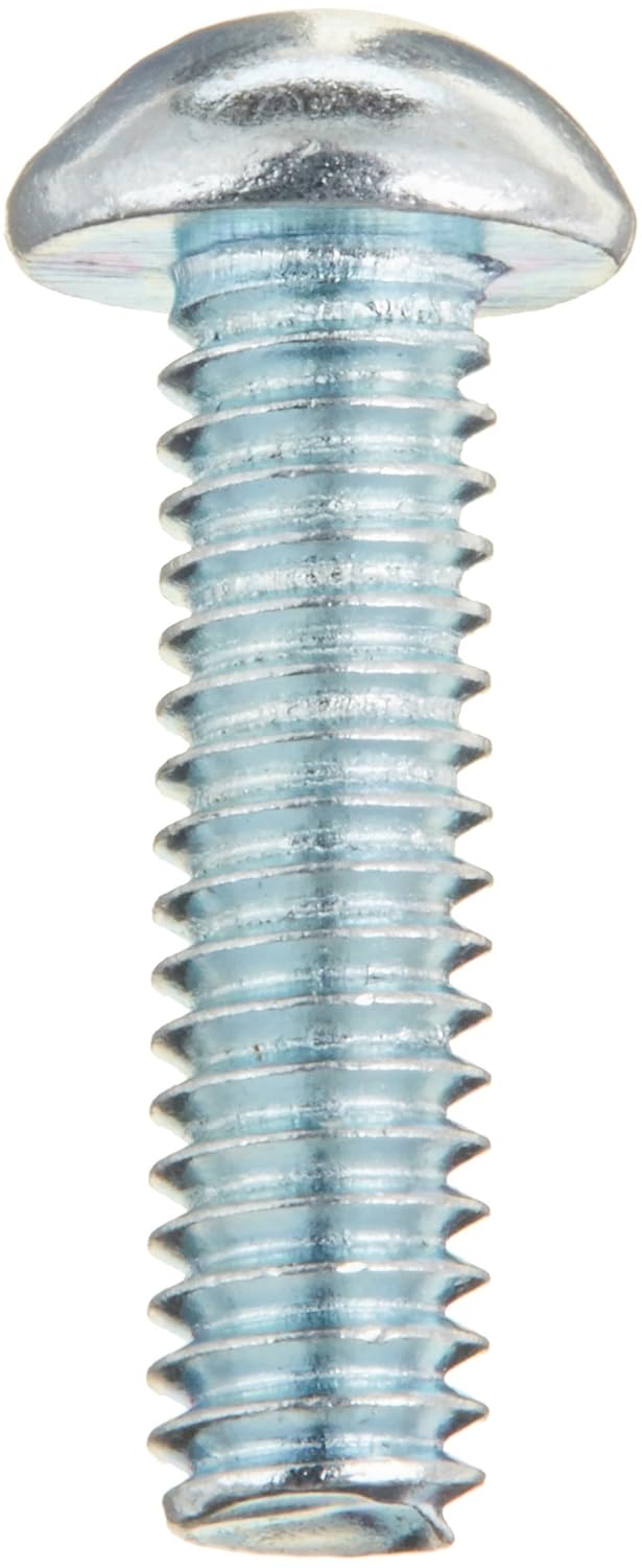 Steel Machine Screw, Zinc Plated Finish, Round Head, Slotted Drive, Meets ASME B18.6.3, 1-1/2" Length, Fully Threaded, #12-24 UNC Threads (Pack of 100)