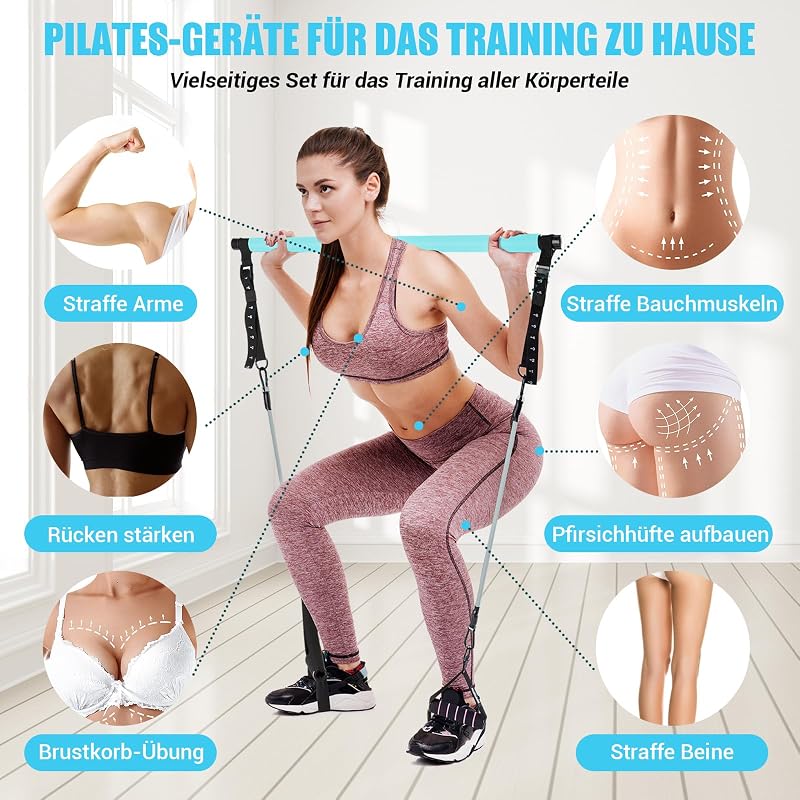 Paleclouds Pilates Rúd 3 Ellenállásgumival Otthoni Edzéshez Nőknek