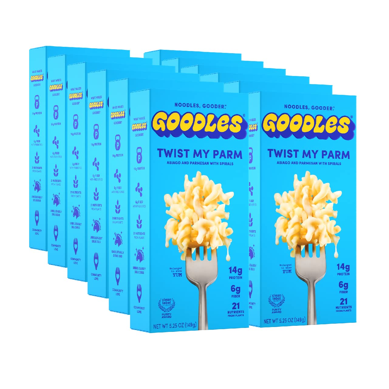Goodles Twist My Parm Mac & Cheese 12 Pack, 6oz - 14g Protein, 6g Fiber with Prebiotics, 21 Nutrients and Made w/REAL Cheese! | Clean Label Certified