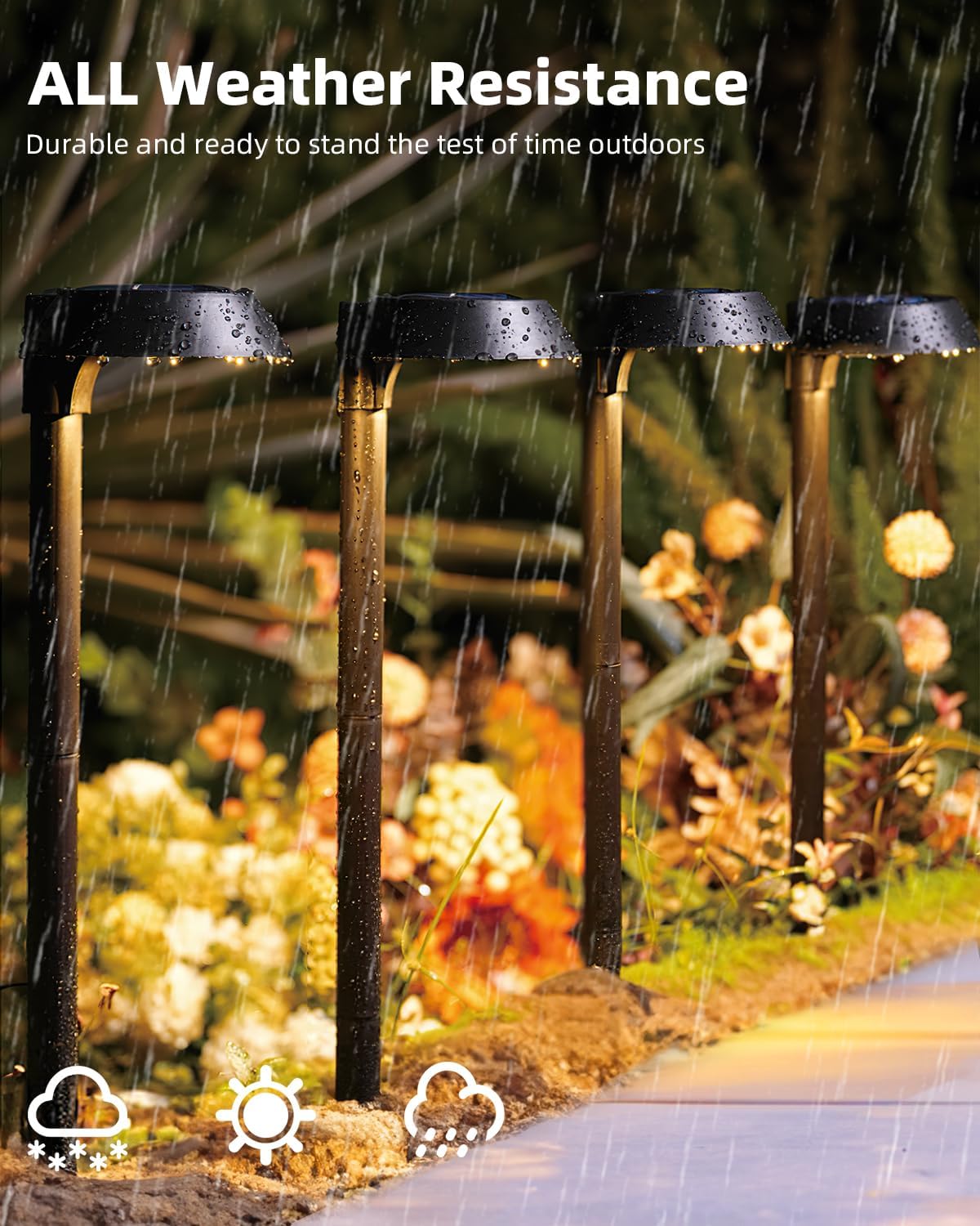 Herzila Solar Lights Outdoor Waterproof, LED Solar Pathway Lights Outdoor Garden Landscape Lighting for Walkway Driveway, Auto On/Off, 6 Pack