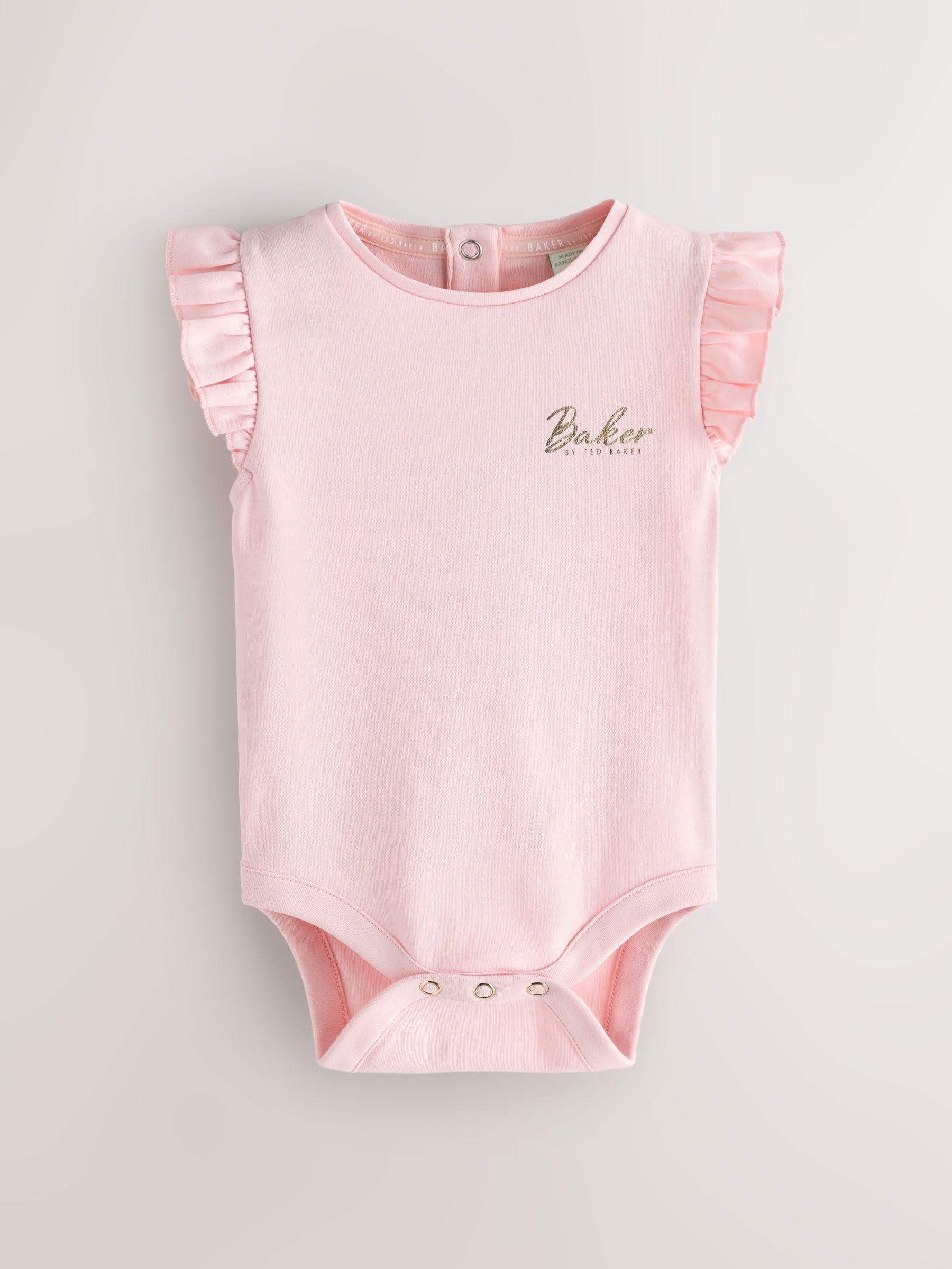 Bambina - Confezione da 2 body con ruches | Bianco / rosa, Neonato, Standard, Button, 100% cotone