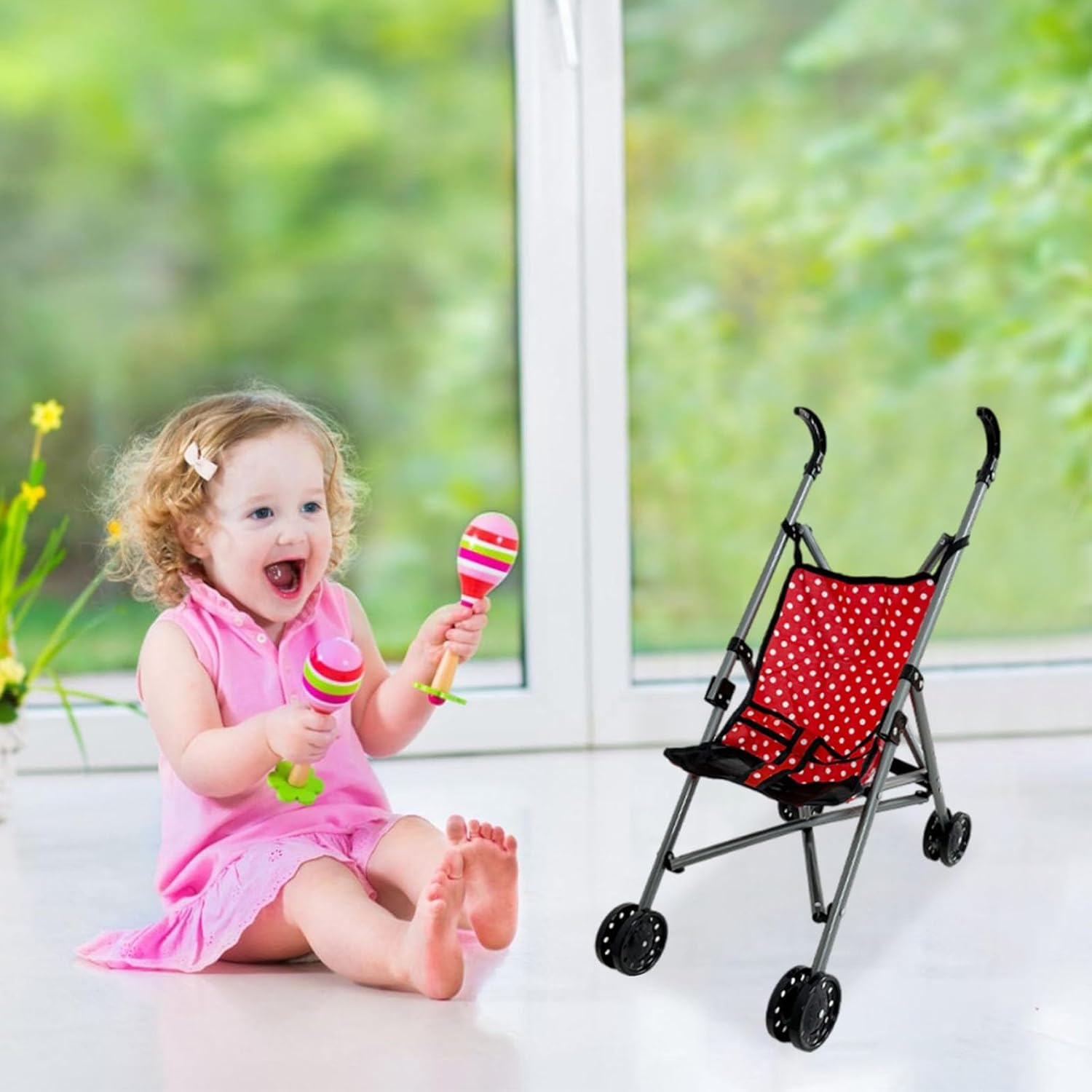 Doll Pram Set, Doll Pram Toy with Accessories, Pram for Dolls, Role Play Toy, Creative Toy, Easy to Assemble, Indoor Toy (C)