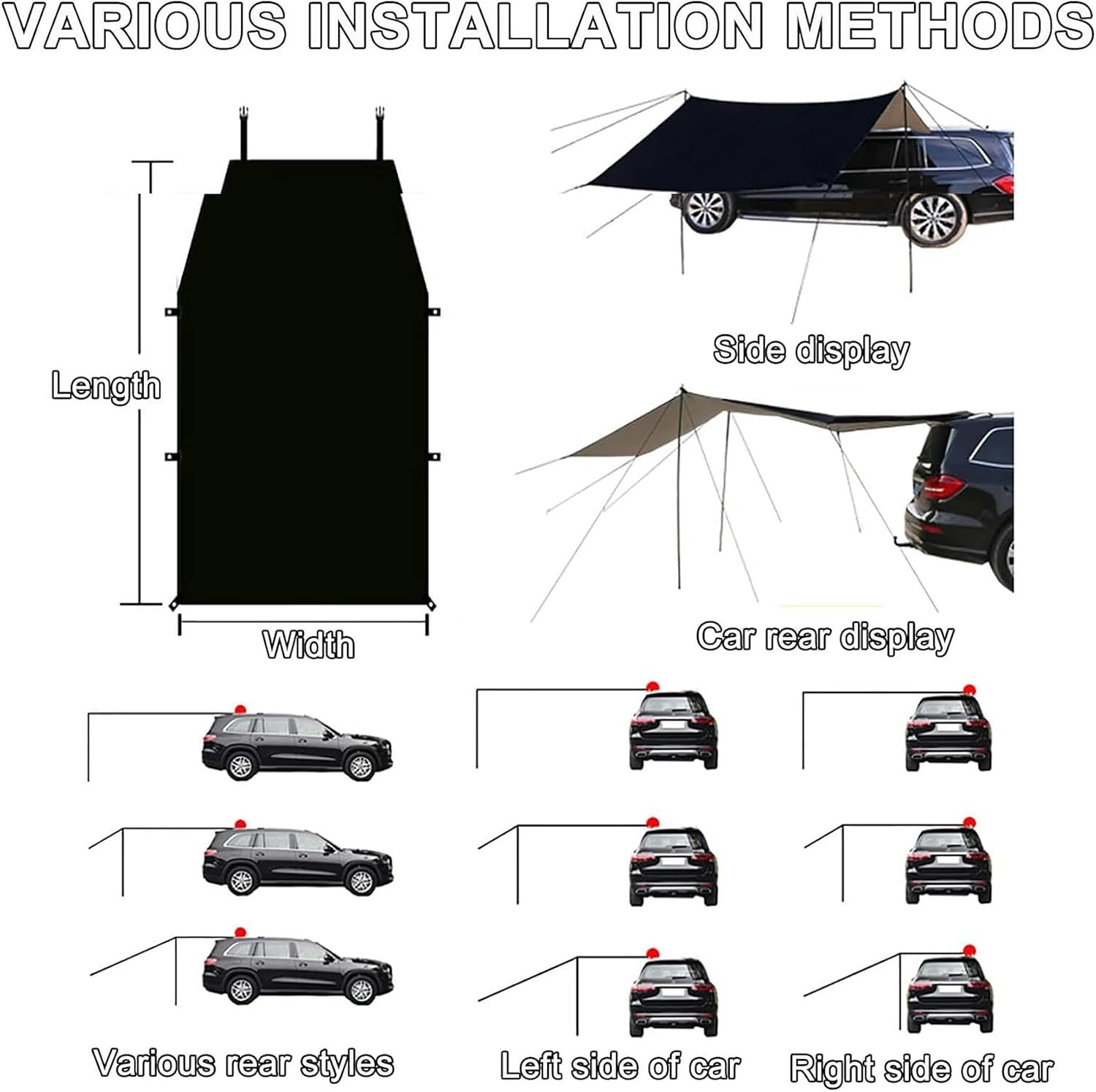 AMNOOL Camping Tarps for Tents, Multifunctional Waterproof Truck Awning, 9.8 * 6.5ft Tent Camping Shelter Canopy, PU 2000mm (Color : Black 300 * 200cm/9.8 * 6.5ft), Beige 300*200cm/9.8*6.5ft