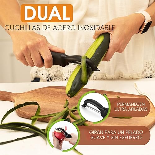 Miniatura 3 de Spring Chef Pelador de verduras giratorio prémium, color negro