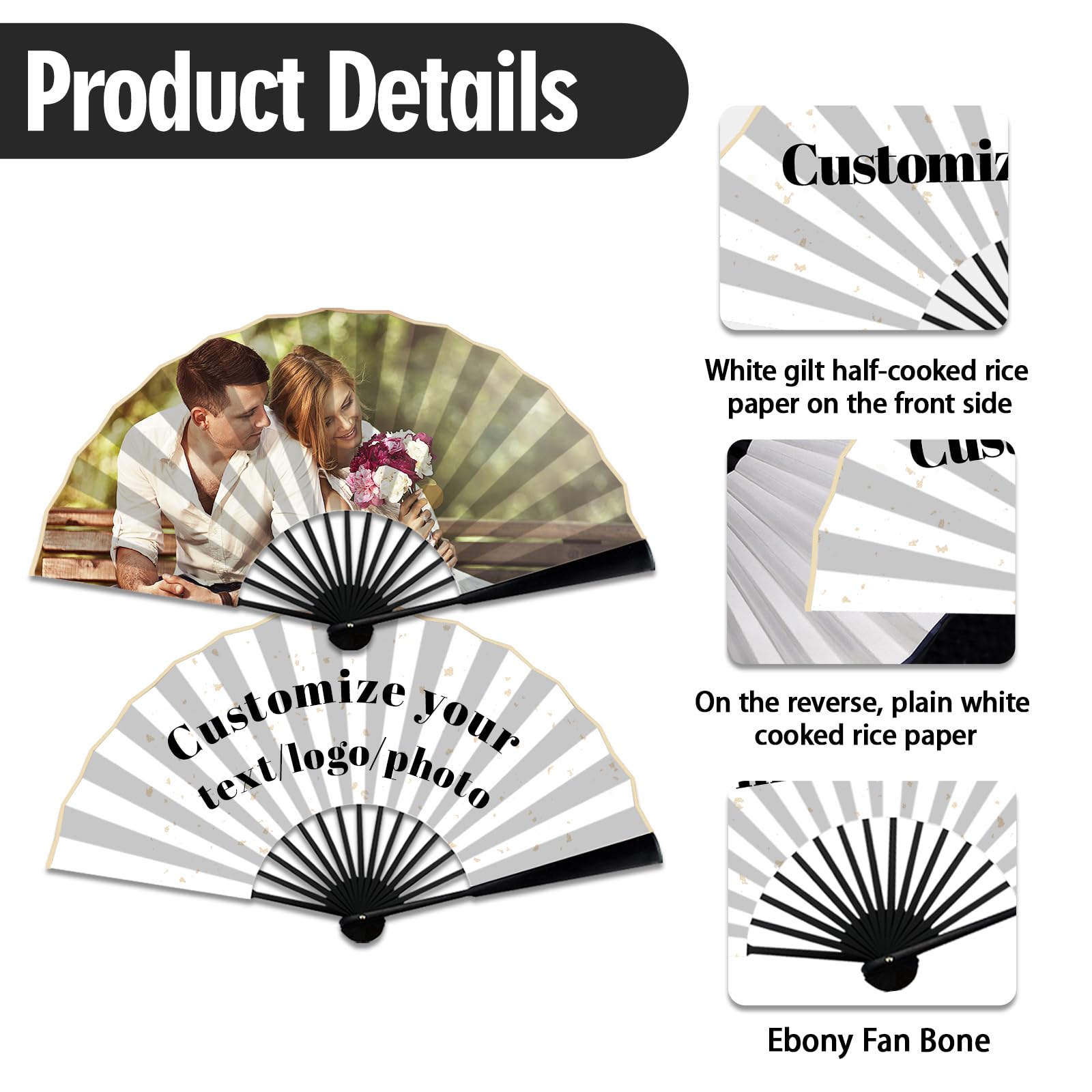 Abanico Personalizado con Foto, Abanico Plegable Doble Cara