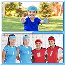 Hungdao 6 Set Kid Sweatband Headband Wristband Set Colorful Athletic Sweat Band Tennis Wristband Sweat Absorbing Head Band for Girl Boy Women Men Sports Basketball Workout (Bright Colors) gallery image