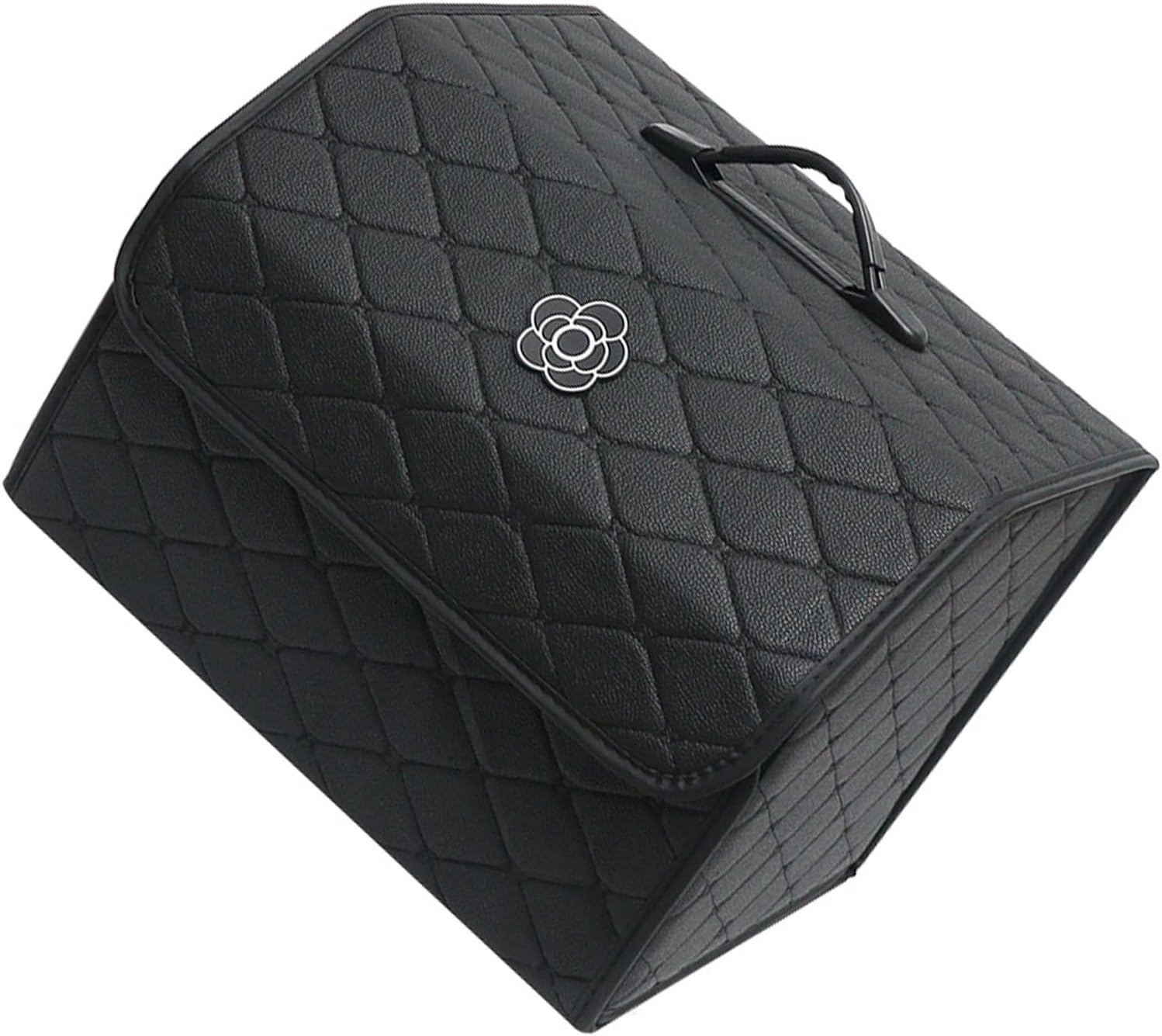 Car Trunk Storage Organizer High Capacity Multipurpose Pu Leather Portable Trunk Storage Box with Lid (Black ‑ Large)