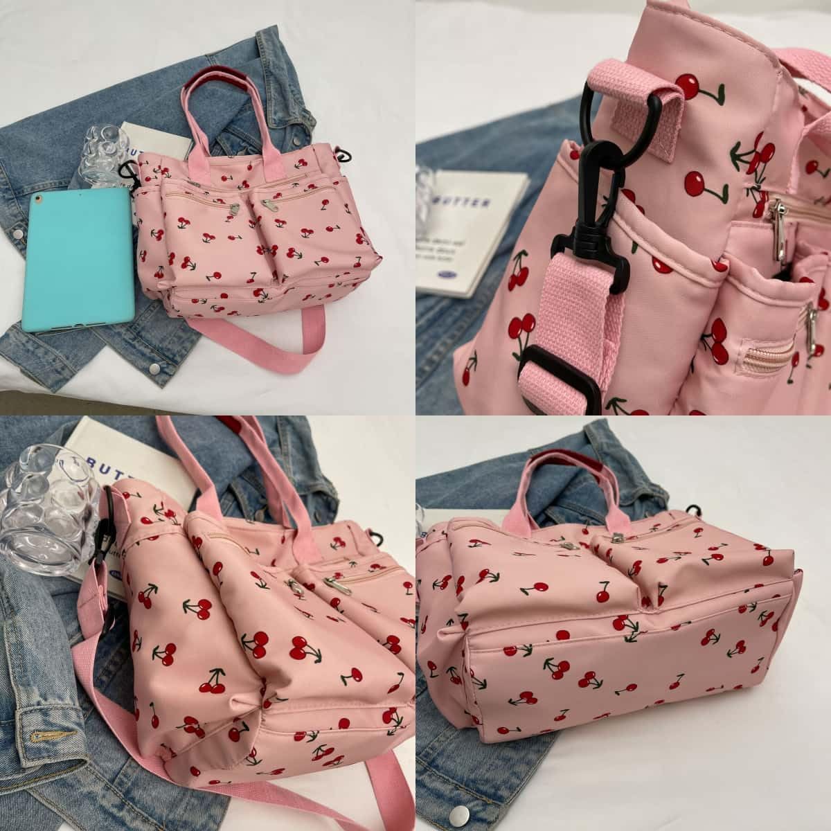 カジュアルメッセンジャーバッグ、花柄ナイロンクロスボディバッグ、シックなショルダーバッグ、トラベルデイパック。