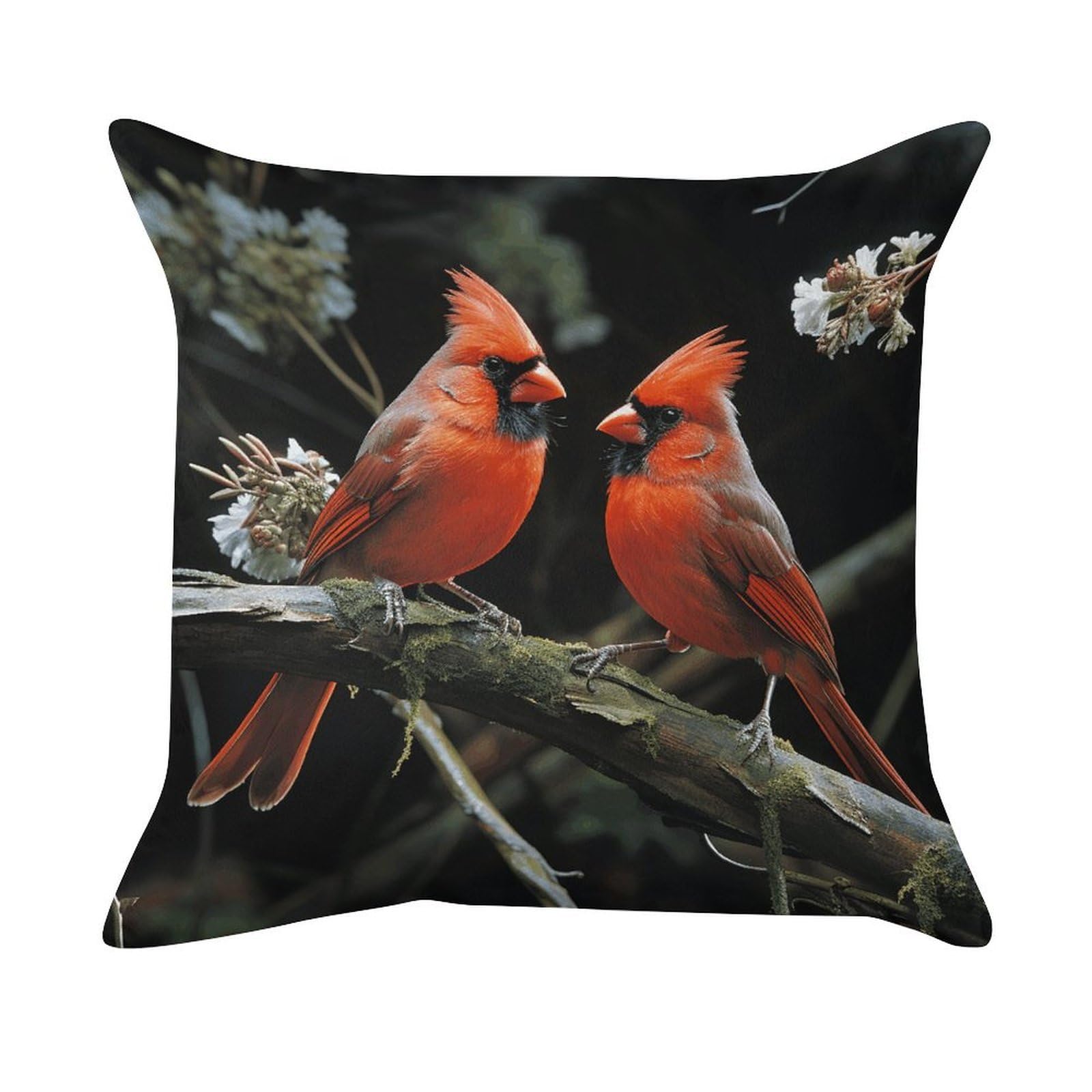 VstaDank Cardinals Birds Fauna Wild Pillow Covers Super Soft Pillow Cases Square Throw Pillowcase Decorative Luxury Cushion Cases Velvet Lumbar Pillow Shells with Zipper for All Seasons