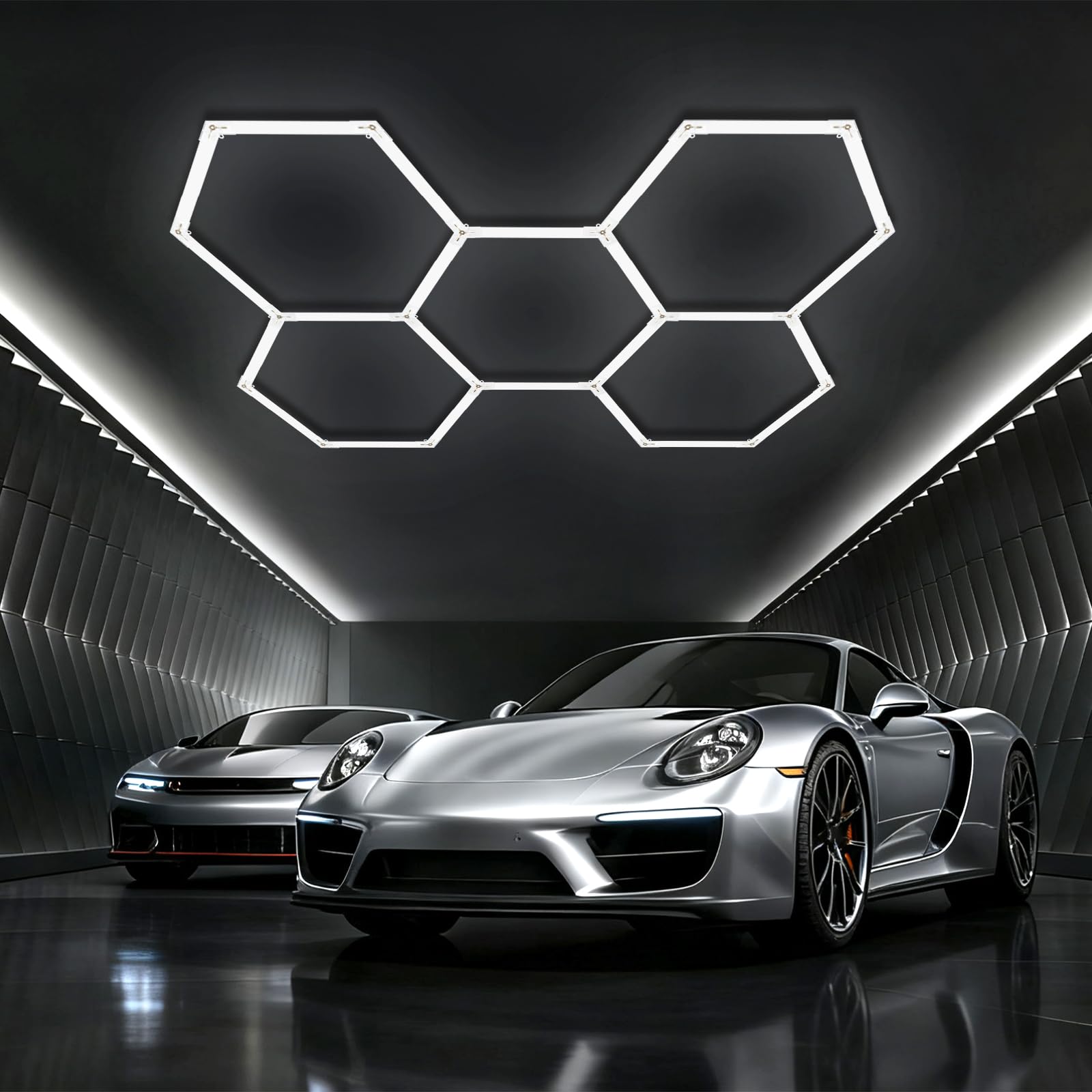 Glirowy LED Hexagonal Garage Light Lighting for Garages, Car Beauty Shops, Gyms, Warehouses, Shopping Centers(5-HEX)